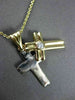 ESTATE .15CT DIAMOND 14KT TWO TONE GOLD SOLITAIRE FLOATING CROSS PENDANT #11344