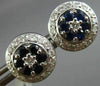 ANTIQUE 1.45CT DIAMOND & AAA SAPPHIRE 18KT WHITE GOLD 3D FLOWER EARRINGS #10817