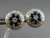 ANTIQUE 1.45CT DIAMOND & AAA SAPPHIRE 18KT WHITE GOLD 3D FLOWER EARRINGS #10817