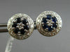 ANTIQUE 1.45CT DIAMOND & AAA SAPPHIRE 18KT WHITE GOLD 3D FLOWER EARRINGS #10817