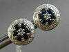 ANTIQUE 1.45CT DIAMOND & AAA SAPPHIRE 18KT WHITE GOLD 3D FLOWER EARRINGS #10817