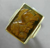 ANTIQUE LARGE BROWN CARNELIAN 14KT YELLOW GOLD 3D RECTANGULAR ROMAN SOLDIER RING