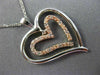 ESTATE .05CT DIAMOND 14K WHITE & ROSE GOLD 3D DOUBLE HEART LOVE FLOATING PENDANT