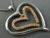 ESTATE .05CT DIAMOND 14K WHITE & ROSE GOLD 3D DOUBLE HEART LOVE FLOATING PENDANT
