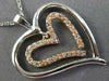 ESTATE .05CT DIAMOND 14K WHITE & ROSE GOLD 3D DOUBLE HEART LOVE FLOATING PENDANT