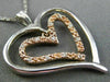 ESTATE .05CT DIAMOND 14K WHITE & ROSE GOLD 3D DOUBLE HEART LOVE FLOATING PENDANT
