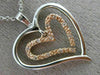 ESTATE .05CT DIAMOND 14K WHITE & ROSE GOLD 3D DOUBLE HEART LOVE FLOATING PENDANT