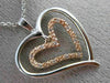 ESTATE .05CT DIAMOND 14K WHITE & ROSE GOLD 3D DOUBLE HEART LOVE FLOATING PENDANT