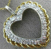 ANTIQUE LARGE .66CT OLD MINE DIAMOND 14KT 2TONE GOLD OPEN HEART PENDANT #20124
