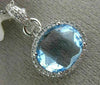 ESTATE LARGE 6.68CT DIAMOND & AAA BLUE TOPAZ 14KT WHITE GOLD OVAL HALO PENDANT