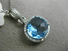 ESTATE LARGE 6.68CT DIAMOND & AAA BLUE TOPAZ 14KT WHITE GOLD OVAL HALO PENDANT