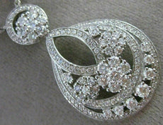 ANTIQUE LARGE 2.70CT DIAMOND 14KT WHITE GOLD MULTI FLOWER CLUSTER PENDANT #20199