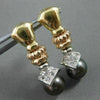ANTIQUE .24CT DIAMOND 14KT TRI TONE GOLD & TAHITIAN PEARL HANGING EARRINGS #5132
