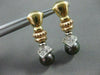 ANTIQUE .24CT DIAMOND 14KT TRI TONE GOLD & TAHITIAN PEARL HANGING EARRINGS #5132