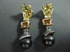 ANTIQUE .24CT DIAMOND 14KT TRI TONE GOLD & TAHITIAN PEARL HANGING EARRINGS #5132