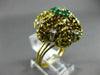 ANTIQUE LARGE .56CT DIAMOND & AAA EMERALD 14KT 2 TONE GOLD FLOWER FUN RING #2083