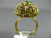 ANTIQUE LARGE .56CT DIAMOND & AAA EMERALD 14KT 2 TONE GOLD FLOWER FUN RING #2083