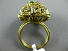 ANTIQUE LARGE .56CT DIAMOND & AAA EMERALD 14KT 2 TONE GOLD FLOWER FUN RING #2083