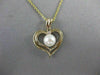 ESTATE DIAMOND & AAA PEARL 14KT YELLOW GOLD 3D OPEN HEART SOLITAIRE PENDANT 1085