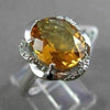 ANTIQUE LARGE 4.08CT DIAMOND & EXTRA FACET CITRINE 14KT WHITE GOLD FLORAL RING