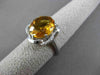ANTIQUE LARGE 4.08CT DIAMOND & EXTRA FACET CITRINE 14KT WHITE GOLD FLORAL RING