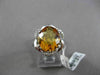 ANTIQUE LARGE 4.08CT DIAMOND & EXTRA FACET CITRINE 14KT WHITE GOLD FLORAL RING