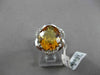 ANTIQUE LARGE 4.08CT DIAMOND & EXTRA FACET CITRINE 14KT WHITE GOLD FLORAL RING