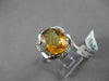 ANTIQUE LARGE 4.08CT DIAMOND & EXTRA FACET CITRINE 14KT WHITE GOLD FLORAL RING