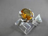 ANTIQUE LARGE 4.08CT DIAMOND & EXTRA FACET CITRINE 14KT WHITE GOLD FLORAL RING