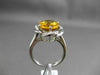 ANTIQUE LARGE 4.08CT DIAMOND & EXTRA FACET CITRINE 14KT WHITE GOLD FLORAL RING