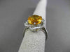 ANTIQUE LARGE 4.08CT DIAMOND & EXTRA FACET CITRINE 14KT WHITE GOLD FLORAL RING