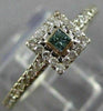 ESTATE .29CT WHITE BLUE DIAMOND 18K WHITE GOLD 3D SQUARE FRIENDSHIP PROMISE RING