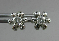 ANTIQUE .35CT DIAMOND SOLITAIRE FLOWER 14KT WHITE GOLD EARRINGS BEAUTIFUL! #6408