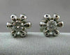 ANTIQUE .35CT DIAMOND SOLITAIRE FLOWER 14KT WHITE GOLD EARRINGS BEAUTIFUL! #6408