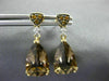LARGE 5.41CT DIAMOND YELLOW SAPPHIRE & AAA SMOKY TOPAZ 14KT YELLOW GOLD EARRINGS