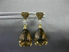 LARGE 5.41CT DIAMOND YELLOW SAPPHIRE & AAA SMOKY TOPAZ 14KT YELLOW GOLD EARRINGS