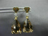 LARGE 5.41CT DIAMOND YELLOW SAPPHIRE & AAA SMOKY TOPAZ 14KT YELLOW GOLD EARRINGS