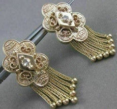 ANTIQUE DIAMOND FILIGREE HANGING TASSEL 14KT YELLOW GOLD EARRINGS 37MM #21291