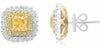 GIA LARGE 2.94CT WHITE & FANCY YELLOW DIAMOND 18KT TWO TONE GOLD STUD EARRINGS