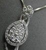 ANTIQUE .60CT ROUND DIAMOND 18KT WHITE GOLD PEAR SHAPE FLORAL DROP PENDANT CHAIN