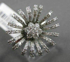 ANTIQUE LARGE 1.05CT DIAMOND 18KT WHITE GOLD 3D SUNFLOWER FUN COCKTAIL RING