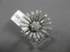 ANTIQUE LARGE 1.05CT DIAMOND 18KT WHITE GOLD 3D SUNFLOWER FUN COCKTAIL RING