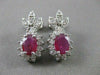 ANTIQUE 1.86CT DIAMOND RUBY 14K WHITE GOLD HANGING FILIGREE CLUSTER EARRINGS 383