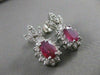 ANTIQUE 1.86CT DIAMOND RUBY 14K WHITE GOLD HANGING FILIGREE CLUSTER EARRINGS 383