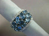 ANTIQUE WIDE 4.87CT DIAMOND & AAA LIGHT BLUE SAPPHIRE 18KT WHITE GOLD RING
