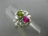 LARGE 1.07CT DIAMOND & AAA PINK YELLOW SAPPHIRE 14KT WHITE GOLD FLOWER LOVE RING