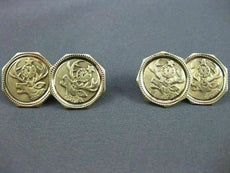 ANTIQUE LARGE 14K YELLOW GOLD OCTAGON HANDCRAFTED DOUBLE SIDED CUFF LINKS #21213