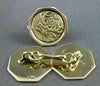 ANTIQUE LARGE 14K YELLOW GOLD OCTAGON HANDCRAFTED DOUBLE SIDED CUFF LINKS #21213