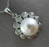 ESTATE LARGE .20CT DIAMOND & SOUTH SEA PEARL 14KT WHITE GOLD FLOWER DROP PENDANT