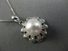 ESTATE LARGE .20CT DIAMOND & SOUTH SEA PEARL 14KT WHITE GOLD FLOWER DROP PENDANT